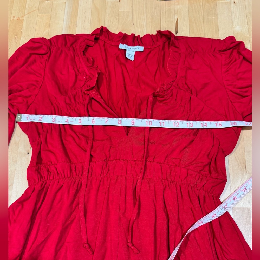 Red Ruffled Tunic Blouse - Picture 9 of 12